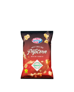 JIMMY's Popcorn TABASCO® Sweet Chili BBQ, best, popcorn, incredible, tasty, aperitivo, tabasco, spicy, red, delicious, good, cocktail