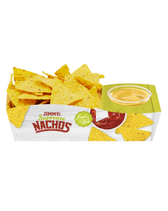 JIMMY's nacho single vouwtray, cheese, sauce, JIMMY's Supreme, delicious, crispy, good, natural, ingredients, best, only, love, fresh