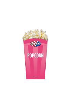 JIMMY's 46oz small, popcornbeker, popcorn, easy, convenient, cinema, eat, love, theatres, pink, pretty, nice, good, crunchy