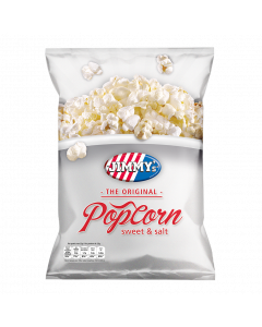 JIMMY's Popcorn zoet&zout XS MiniBag, popcorn, delicious, sweet, salt, original, crispy, crunchy, crunch, grey, popcorn, movie, cinema, ingredients, natural 
