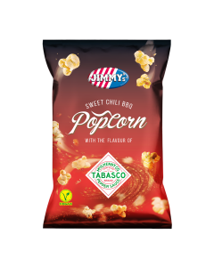 JIMMY's Popcorn TABASCO® Sweet Chili BBQ, best, popcorn, incredible, tasty, aperitivo, tabasco, spicy, red, delicious, good, cocktail
