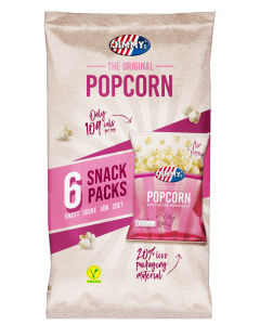 JIMMY's Popcorn zoet Multipack, mini bags, convenient, sweet, delicious, popcorn, good 